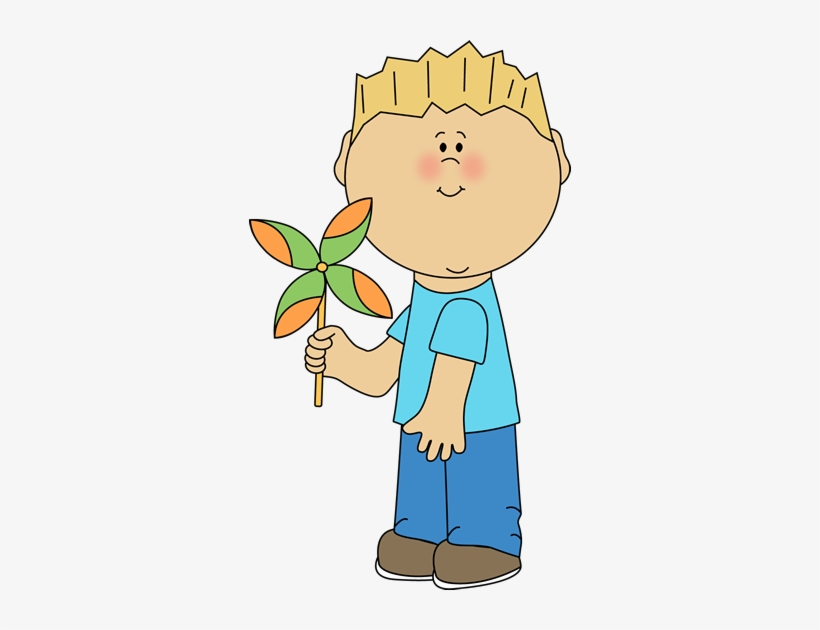 Boy With A Spring Pinwheel - Pinwheel Clipart, transparent png