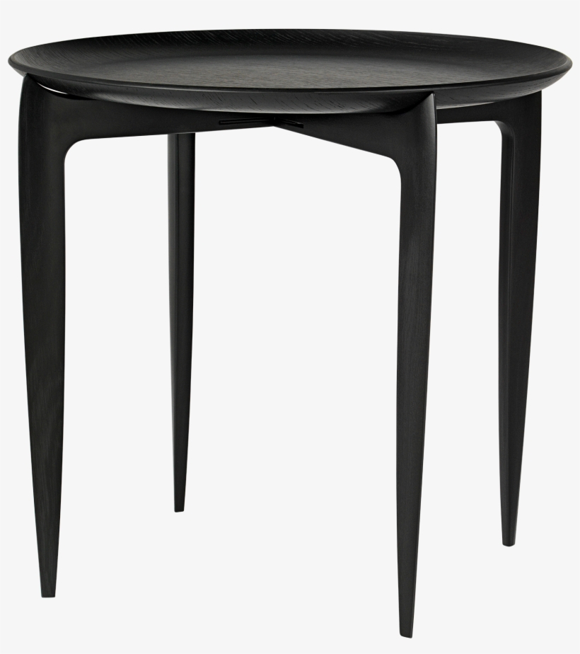 Foldable Tray Table Ø 45 Cm, Black Lacquered Oak - Tray Table Fritz Hansen, transparent png