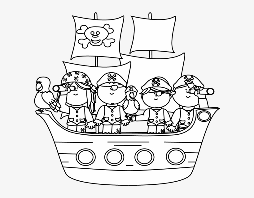 Black Clipart Pirate Ship - Pirate Black And White, transparent png