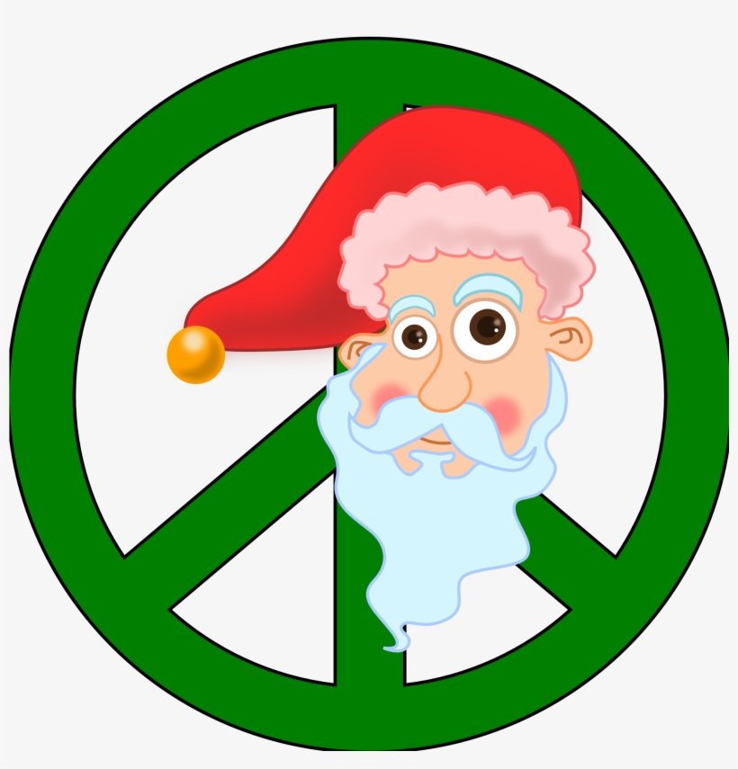 Santa Head Christmas Xmas Peace Symbol Sign 1979px - Christmas Day, transparent png