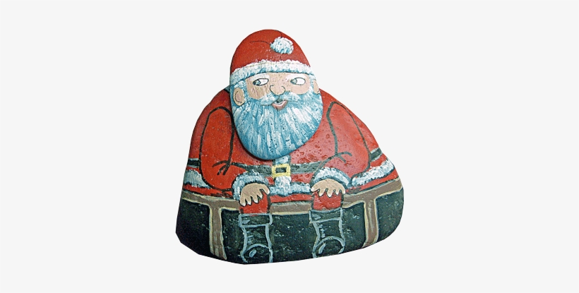 Santa Painted Rock With Detachable Head - Christmas Day, transparent png