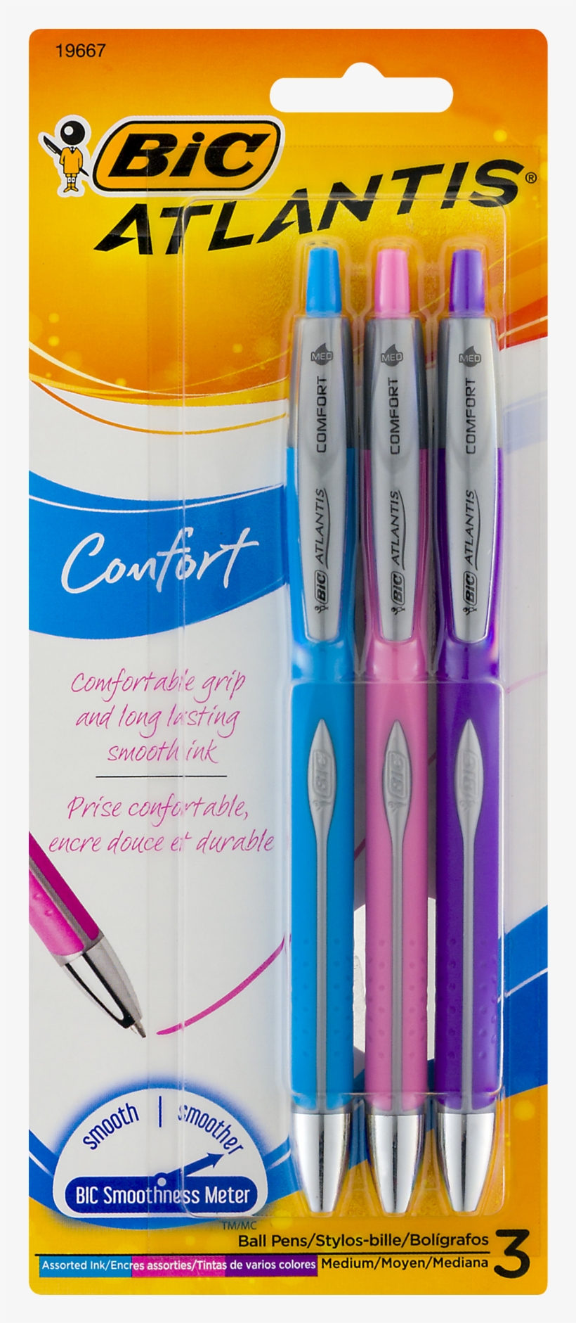 Bic Atlantis Comfort Retractable Ballpoint Pen, Fashion - Bic Atlantis Comfort Pens, transparent png