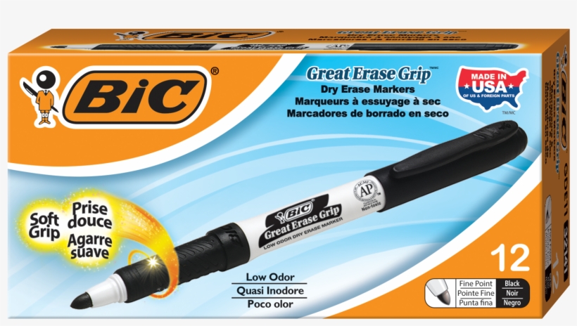 At A Glance - Bic Great Erase Grip Dry Erase Whiteboard Markers,, transparent png
