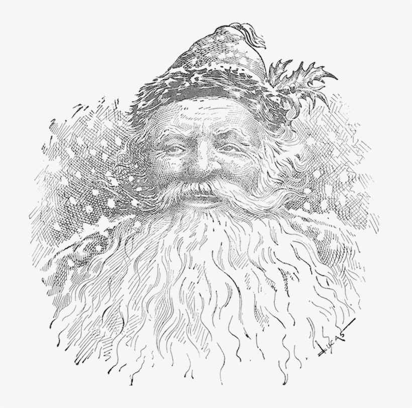 Wings Of Whimsy - Old Fashioned Santa Black And White, transparent png