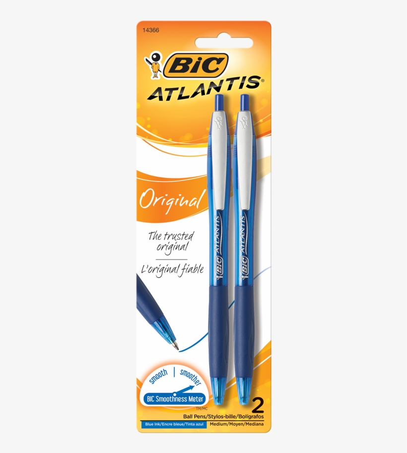 Bic® Atlantis® Retractable Ball Point Pens - Bic Ballpoint Pens Medium Black, transparent png