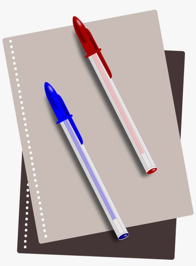School Pen,paper,bic Pen,free - Pen And Paper Png, transparent png