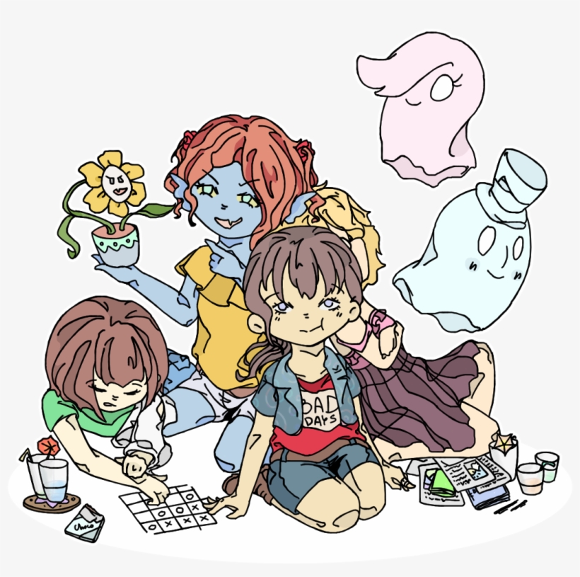 Undertale Undyne Alphys Alphyne Flowey Frisk Chara - Cartoon, transparent png