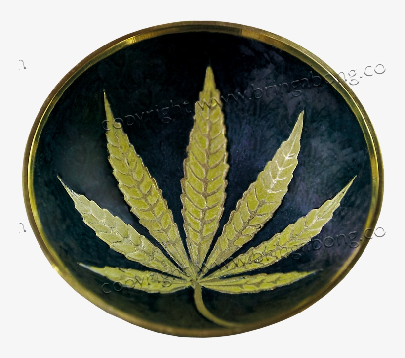 Gold Marijuana Leaf Brass Bowl - Bringabong, transparent png