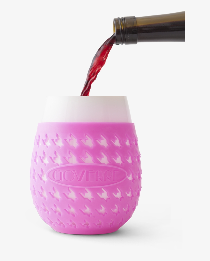 Hot Pink - Goverre Stemless Wine Glass - Thick Glass With Silicone, transparent png