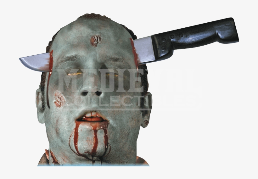 Zombie Knife Thru Head - Zombie With Knife In Head, transparent png