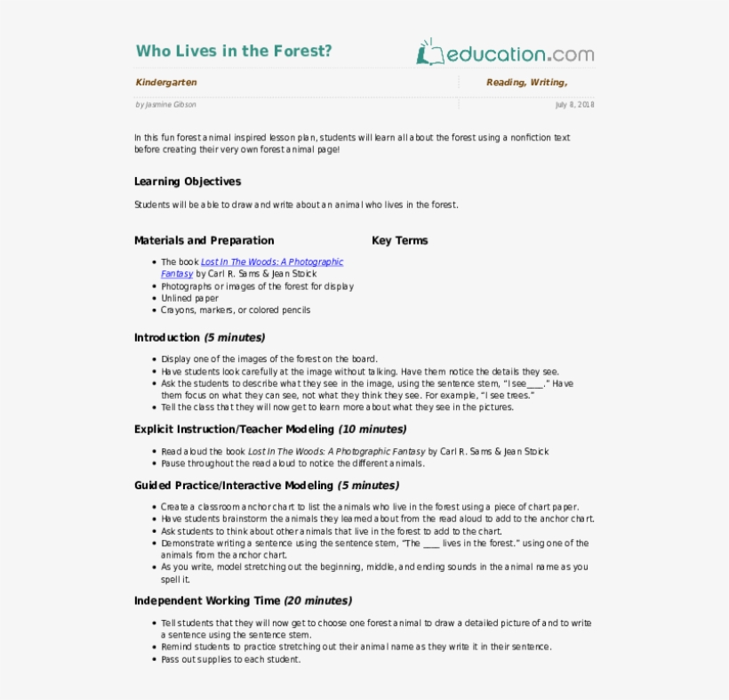 Who Lives In The Forest - Parts Of The Tree Lesson Plan, transparent png