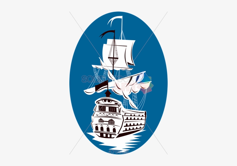 Stock Illustration Of Old Fashioned Cartoon Illustration - Sailing Ship, transparent png