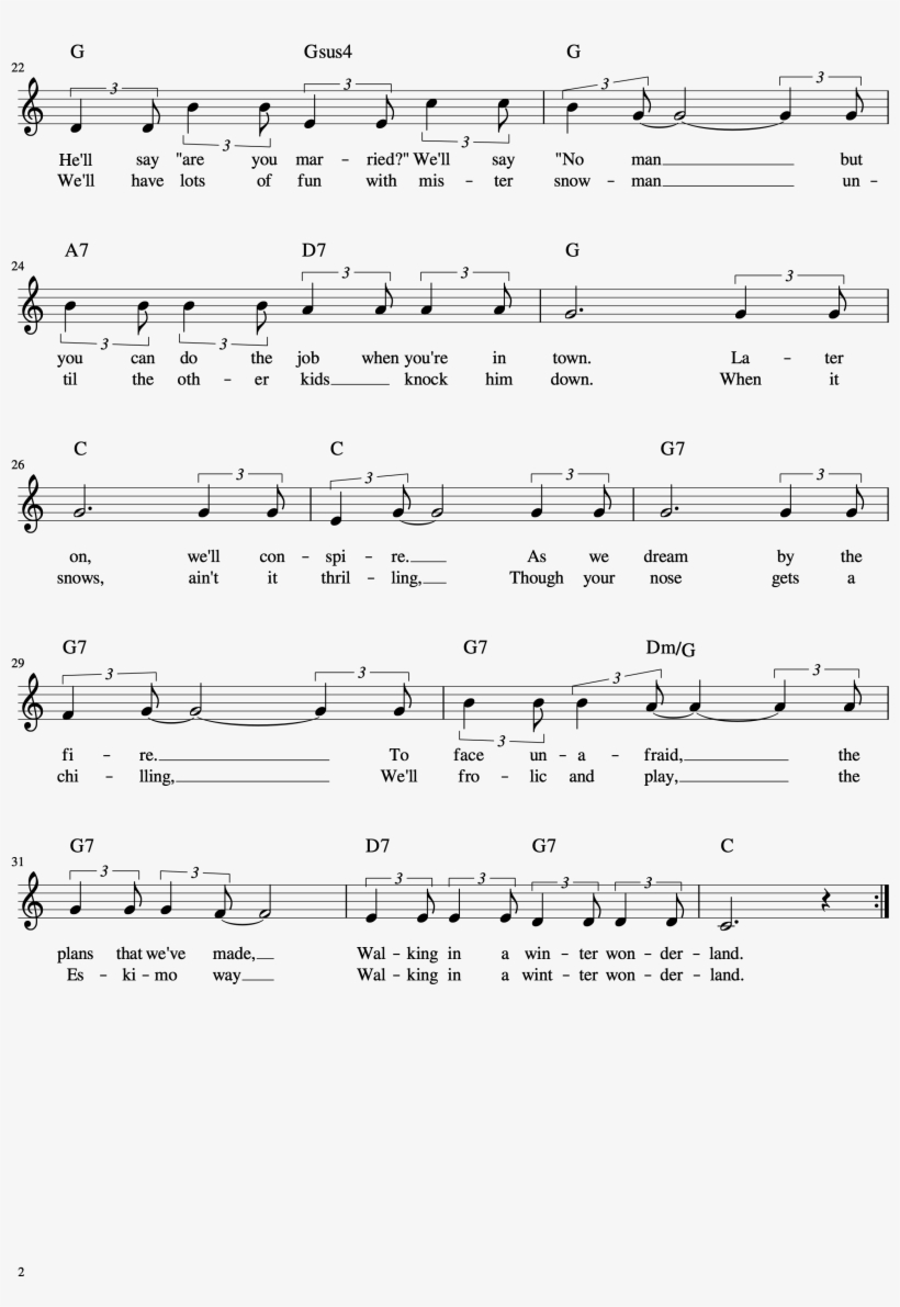 Winter Wonderland Lead Sheet Color Chords Page - Sheet Music, transparent png