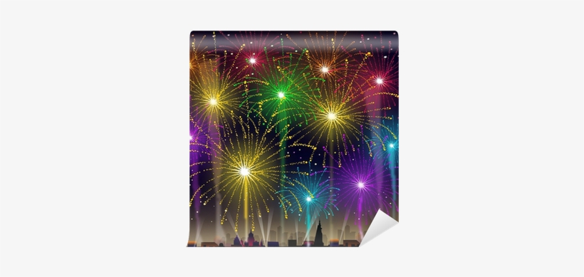 Fireworks On Cityscape-vector Wall Mural • Pixers® - Fireworks, transparent png
