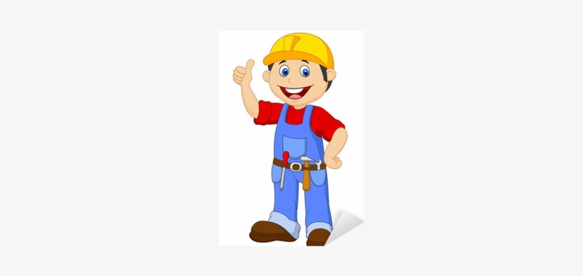 Cartoon Handyman With Tools Belt Thumb Up Sticker • - Handyman Cartoon, transparent png