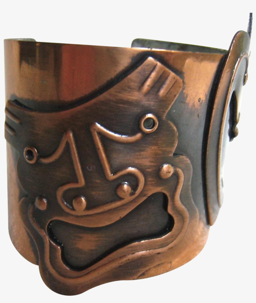 Rebajes Comedy Tragedy Mask Copper Cuff Bracelet - Wood, transparent png