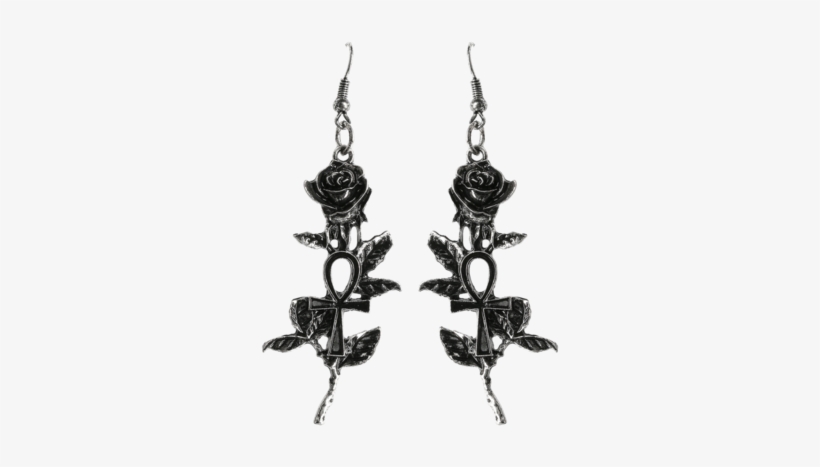 Ankh Rose Silver Earrings - Gothic Earrings, transparent png