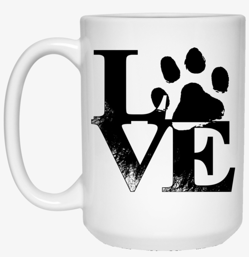White Mug Paw Print Love - Paw Prints, transparent png