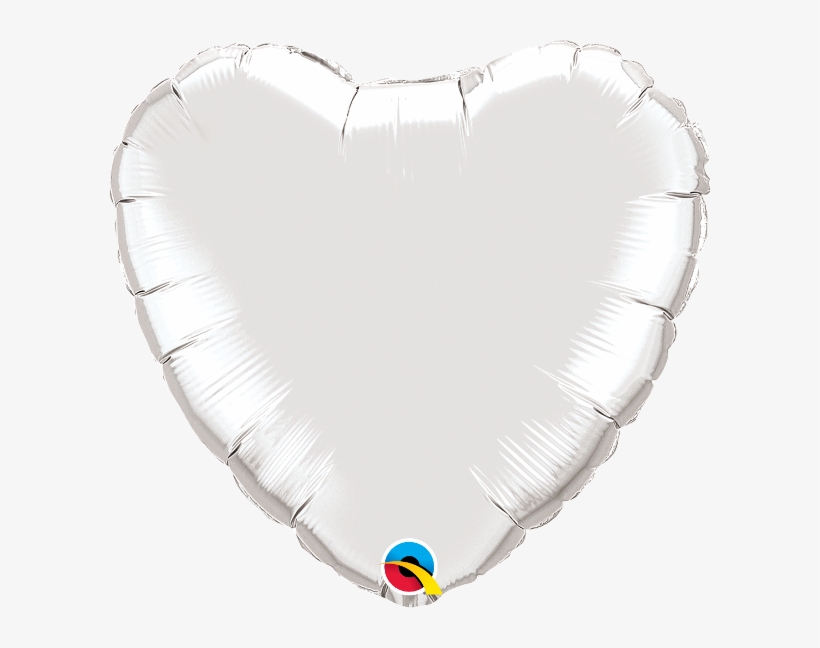 Silver Heart Balloon - Foil White Heart Balloons - 600x568 PNG Download