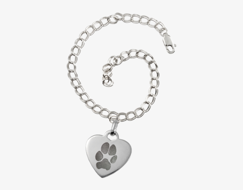 Description - Pet Print Jewelry: Sterling Silver Heart Charm Bracelet, transparent png