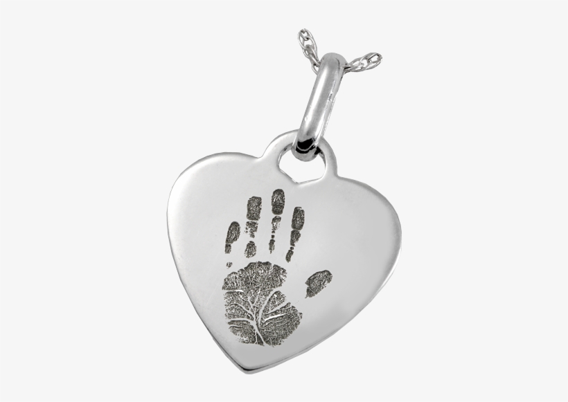 Memorial Jewelry: Sterling Silver Heart Pendant- Handprint, transparent png