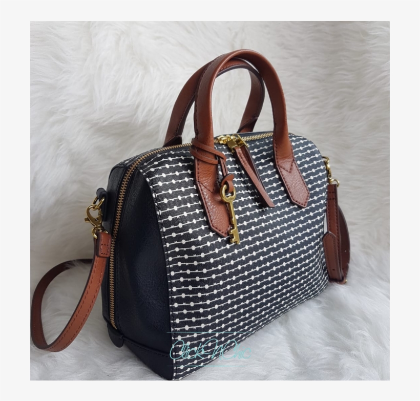 Fossil Zb7272080 Fiona Fabric Satchel Black Stripe - Textile, transparent png