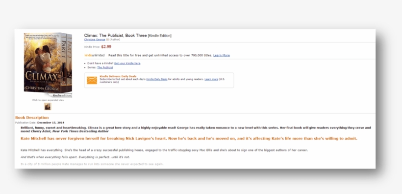 According To Amazon, The Book Can Be Any Length So - Climax, The Publicist Book Three, transparent png