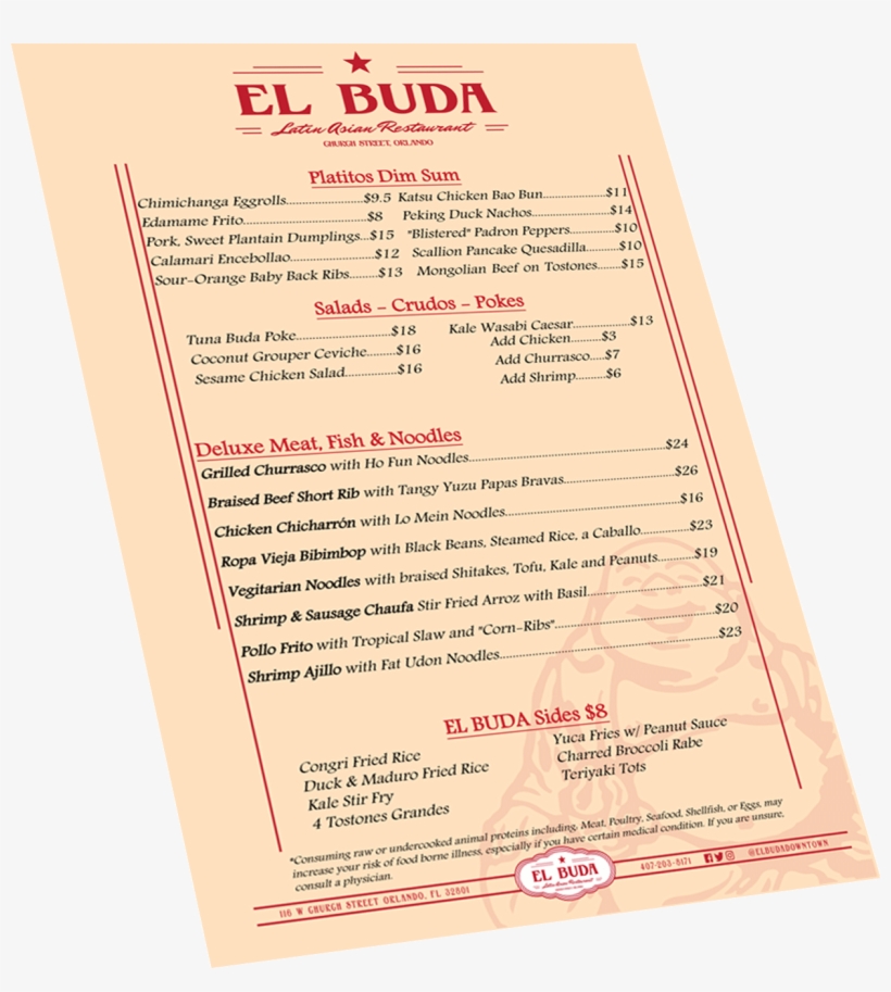 El Buda Menu Graphic - Menu, transparent png