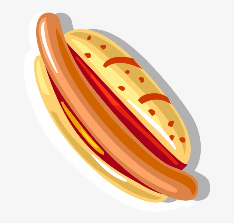 Vector Illustration Of Cooked Hot Dog Or Hotdog Frankfurter - Fast Food, transparent png