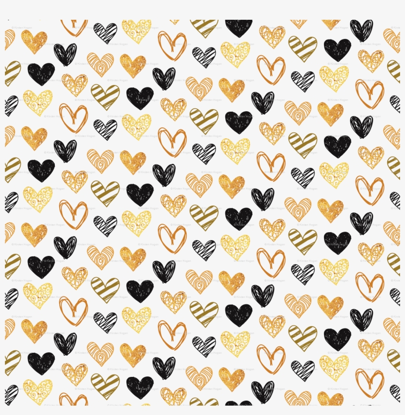 Valentine's Day Hearts Hand Drawn Black Gold Grey Cute - Valentine's Day, transparent png