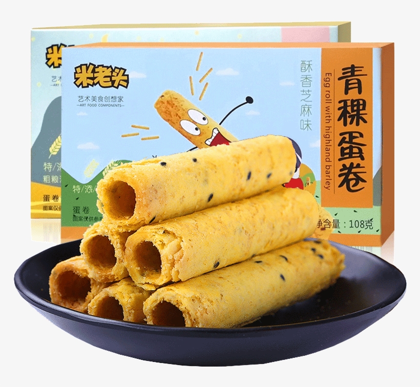 米老头青稞蛋卷108g*2 Box Breakfast Egg Roll Snacks Handmade - Biscuit Roll, transparent png