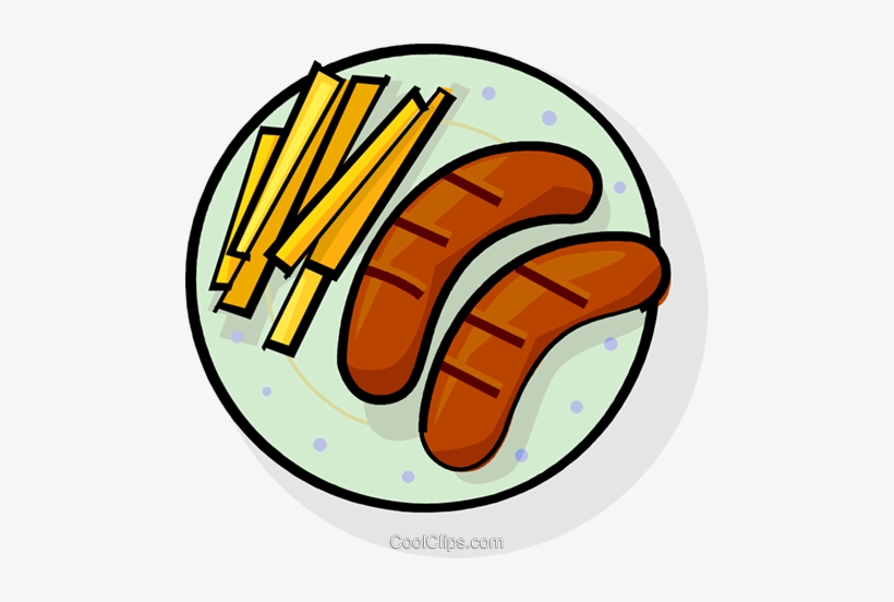 Sausages And French Fries Royalty Free Vector Clip - Sausage And Chips Clipart, transparent png