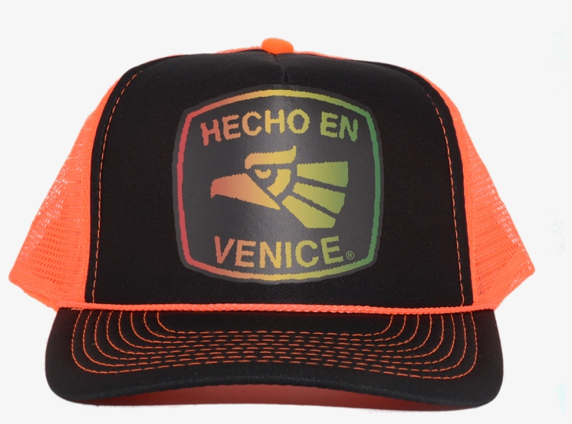 Hecho En Venice Orange Rasta Trucker Hat - Baseball Cap, transparent png