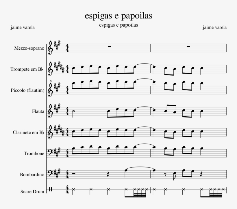 Espigas E Papoilas Sheet Music Composed By Jaime Varela - Sheet Music, transparent png