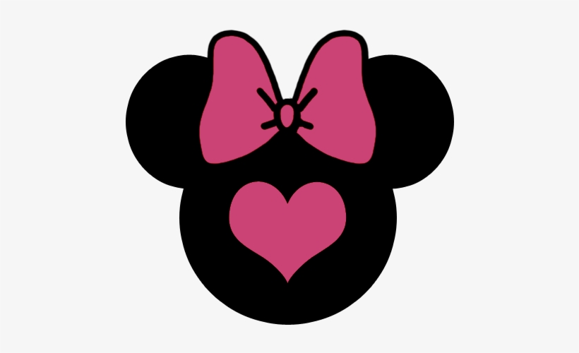 Minnie Pink Bow, Heart - Polka Dot Bow Minnie Mouse Head, transparent png