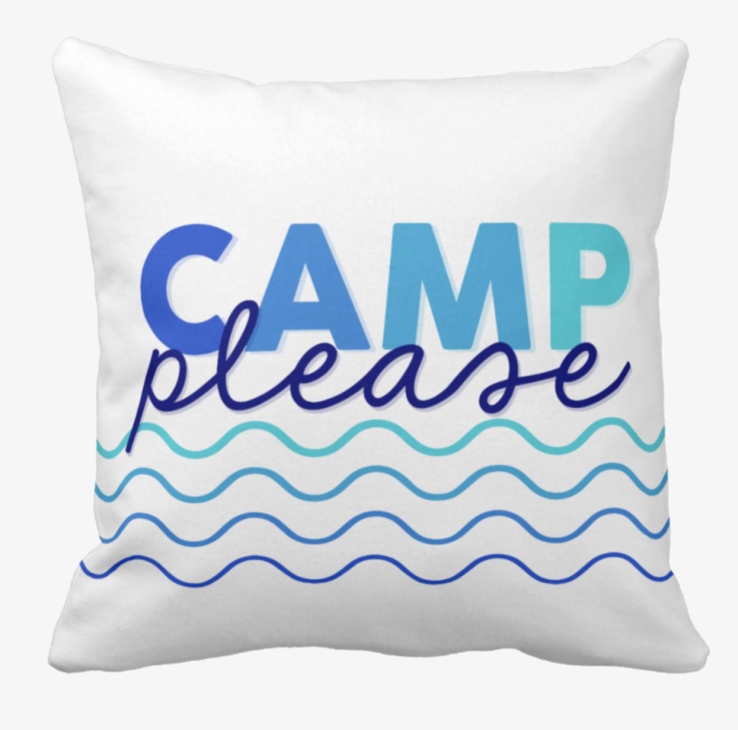 Camp Please Blue Waves Throw Pillow - Waves Throw Pillow, transparent png