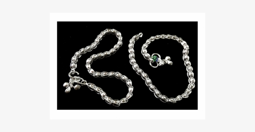 Silver Anklet With Trapped Silver Ball Like Pearls - Silver, transparent png