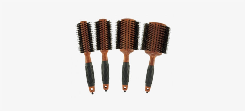 Via Natural Round Brushes - Via Crystal Ion Round Wood Boar Brushes, Rosewood Finish, transparent png