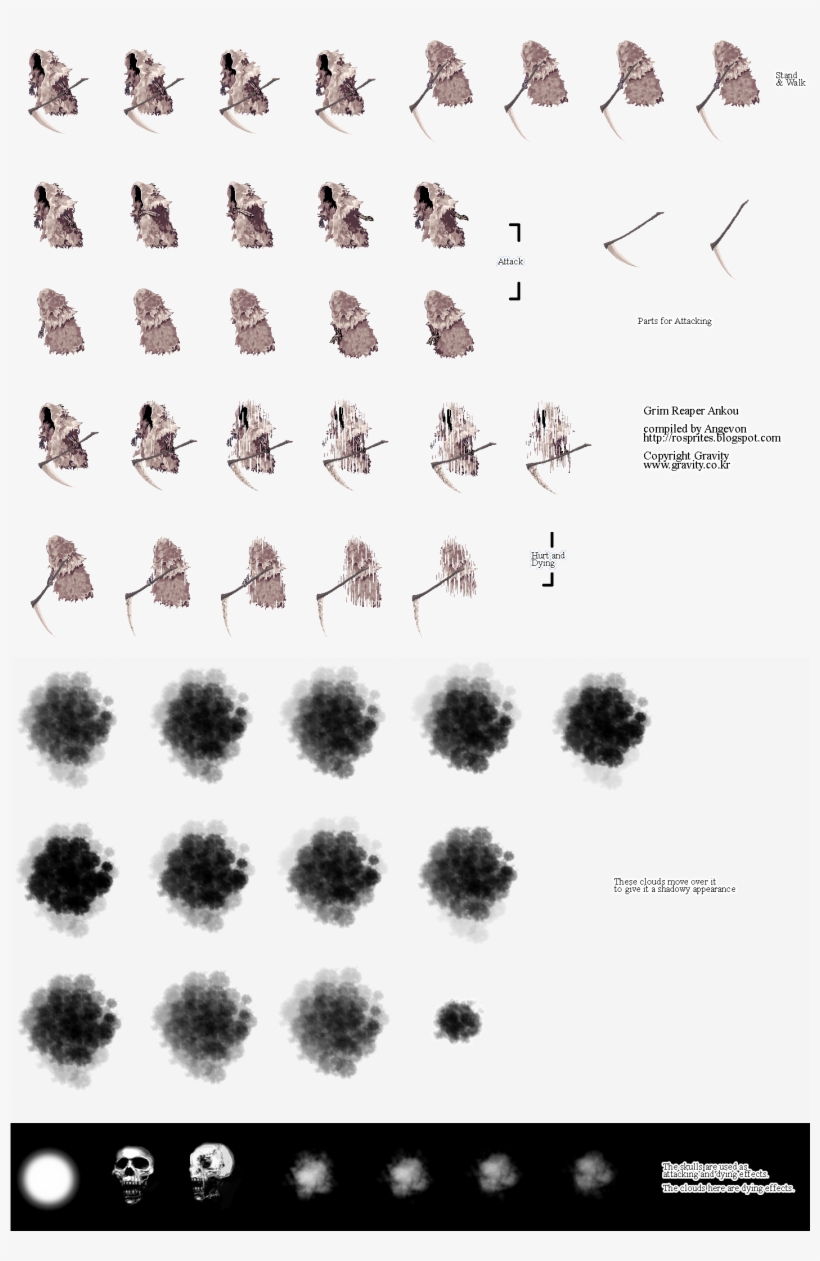 Grim Reaper, Loki And Evil Shadow Monsters - Shadow Monster Sprite Sheet, transparent png