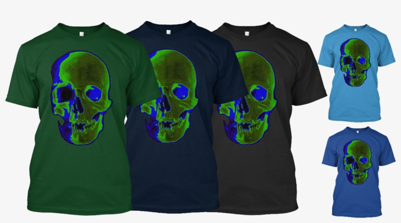 Green Blue Skull Tshirt - Halloween Skull Psychedelic Retro Rectangle Magnet, transparent png