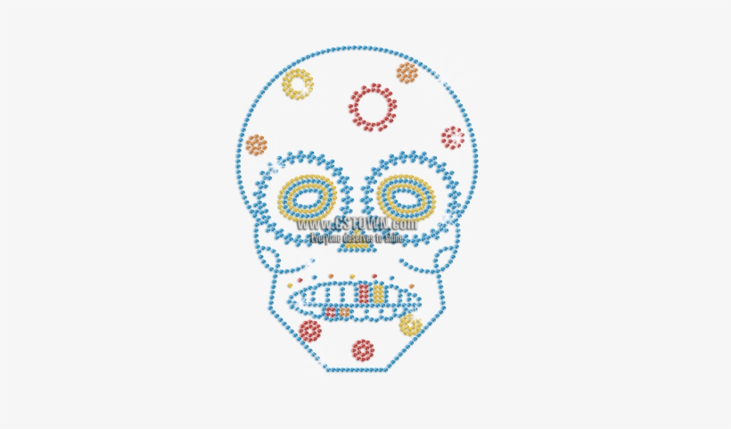 Teal Blue Skull Hotfix Rhinestone Applique - Illustration, transparent png