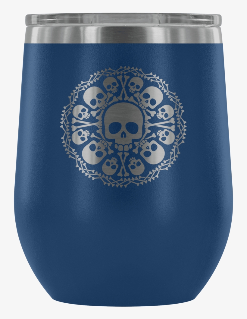 Teelaunch Wine Tumbler Blue Skull & Bones Wine Tumbler - Standard Size Skull Gothic Play Cards Great, transparent png