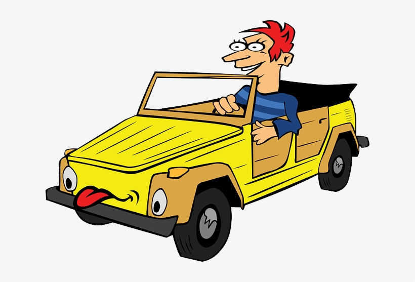 Yellow Car Tongue Man Convertible Topless - Mom, Can I Drive?, transparent png