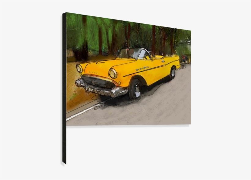 Cuba Yellow Car Canvas Print - Antique Car, transparent png