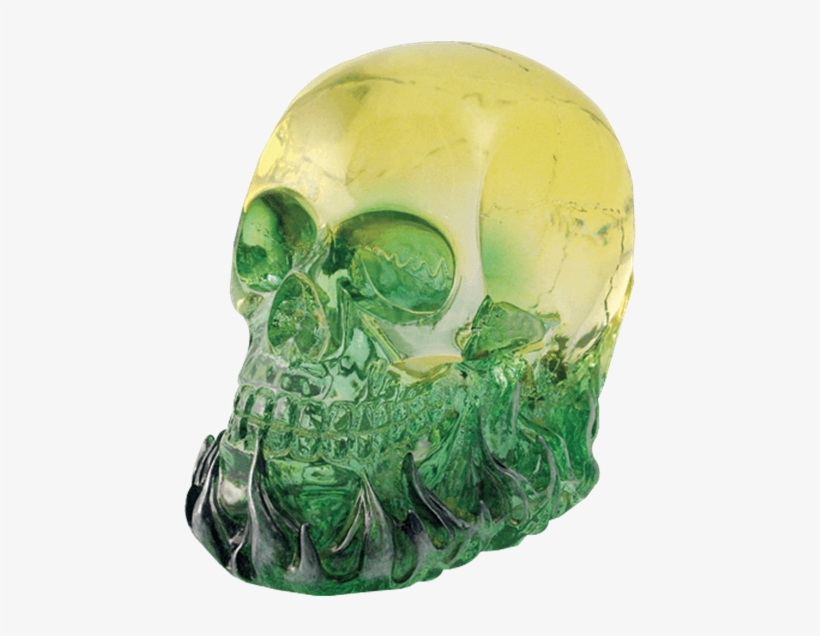 Green Flaming Crystal Skull Statue - Crystal Skull, transparent png
