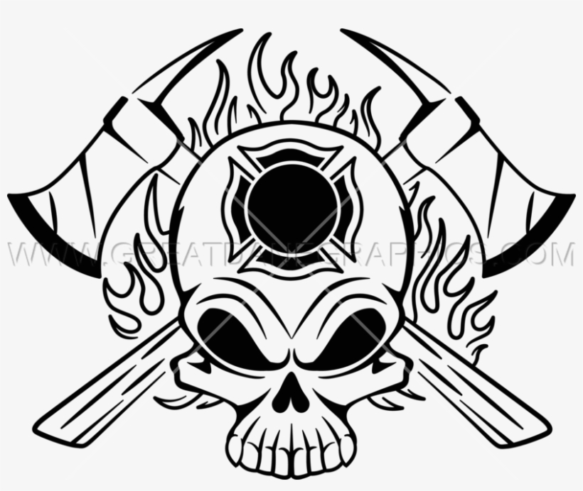 Fire Fighter Skull Production Ready Artwork For T Shirt - Firefighter, transparent png