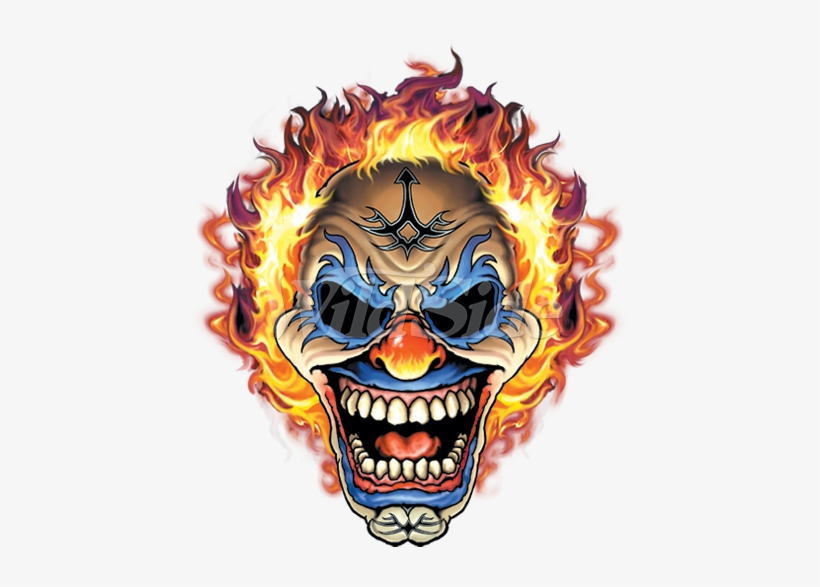 Flaming Clown Skull - Day Of The Dead Costume Hoodie Skull Size: Small, Green, transparent png