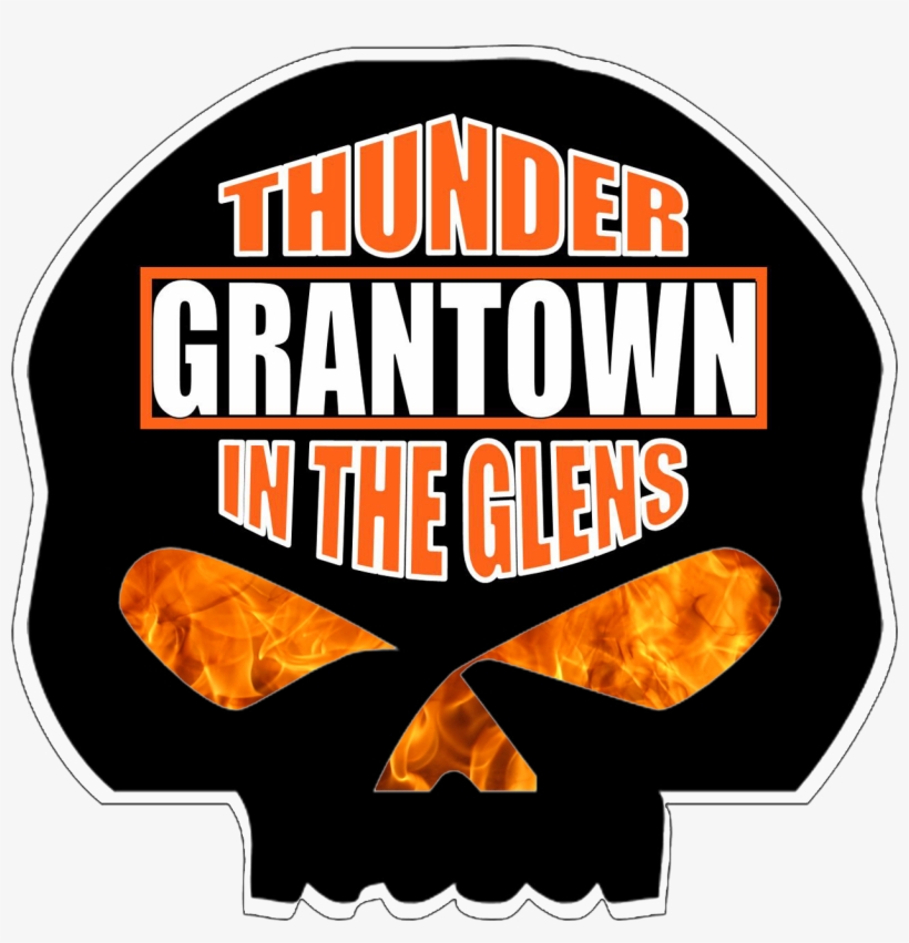 Titg Skull Flaming Eyes White Outline - Thunder In The Glens, transparent png
