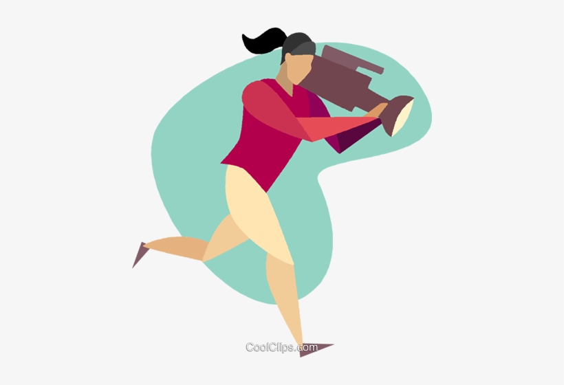 Woman Running With A News Camera Royalty Free Vector - Illustration, transparent png