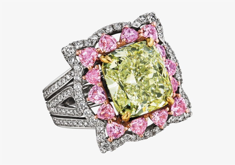 Natural Fancy Intense Yellow Green Diamond Ring - Wisdom Of The Plant Devas, transparent png